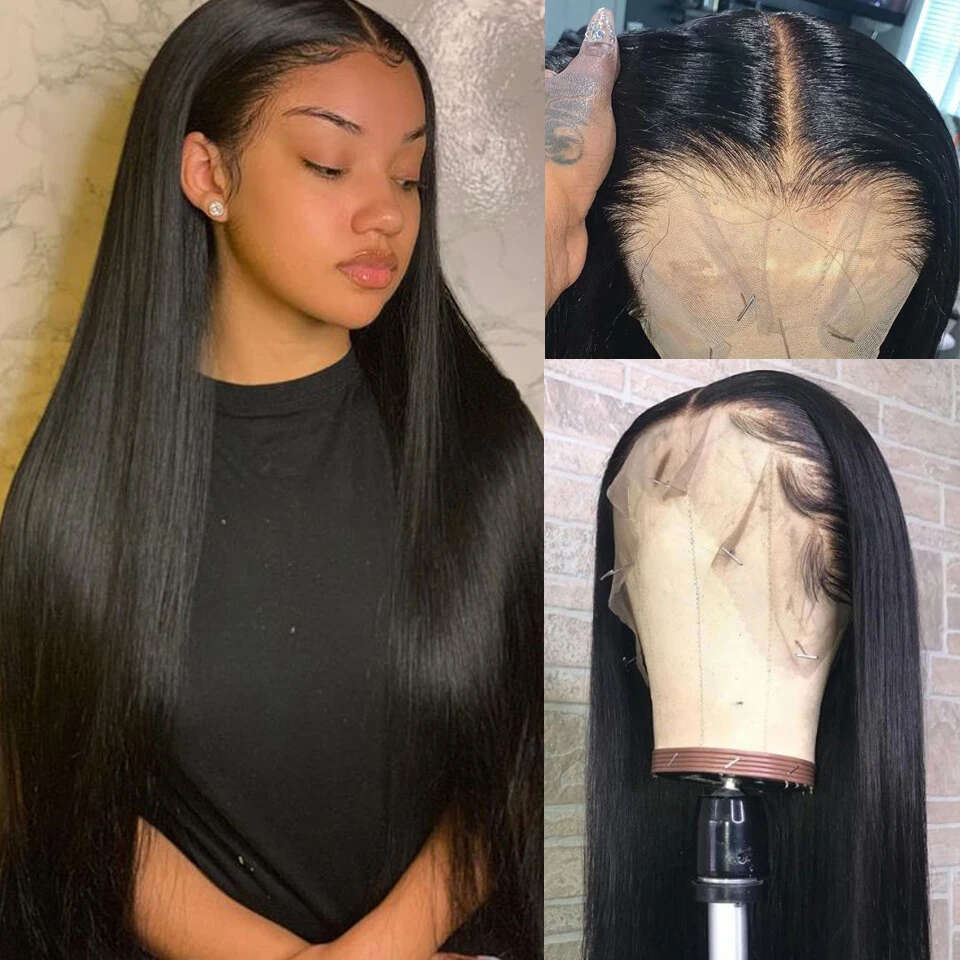 13x6 Frontal Brazilian Straight Wigs Pre Plucked 13x4 HD Transparent Lace Front Human Hair Wig For Women