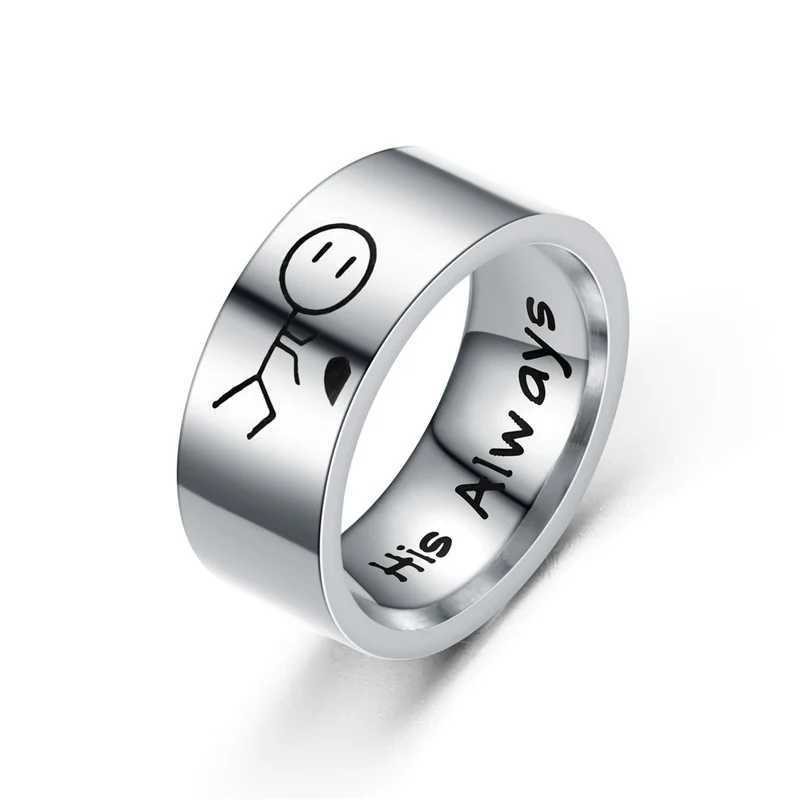 Couple Heart Rings His Always Her Forever Stainless Steel Ring For Women and Men Lovers Couples Jewelry rings halloween giftX240921