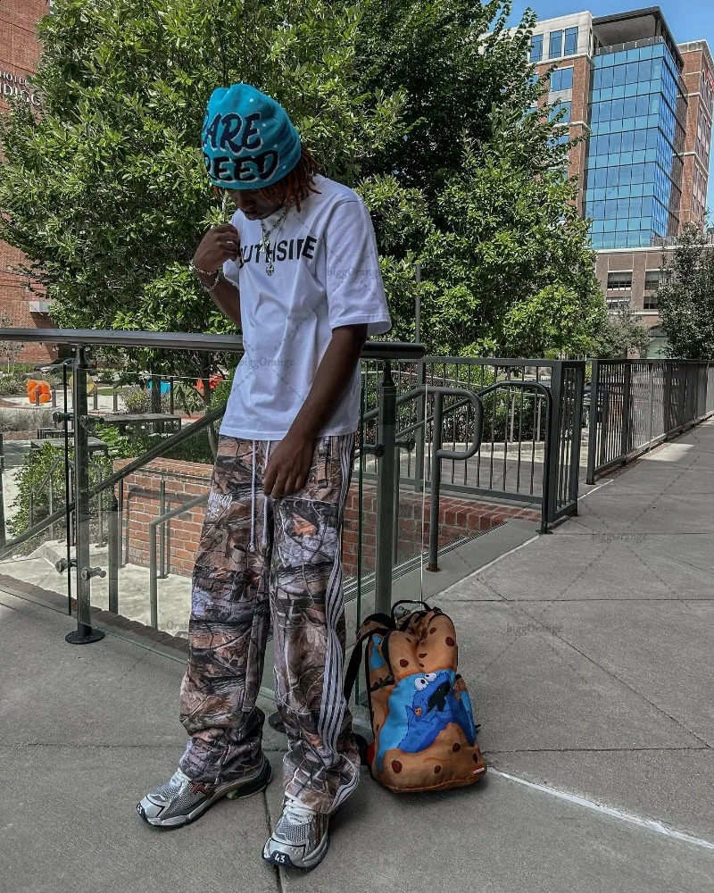 American Trend Hiphop Harajuku Personalized Striped Sweatpants Oversized Loose Fashionable Casual Wideleg Pants for Men 240910