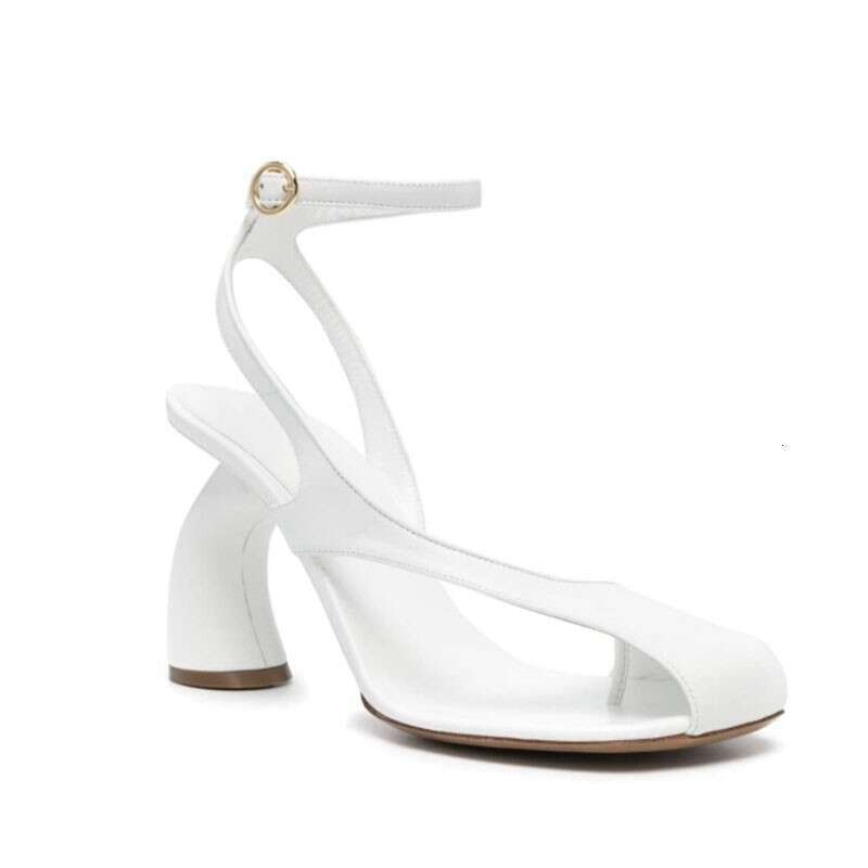 2024 Special-shaped Heel Roman Sexy Side Flip-ps High-heeled Semi-hollow Designer Sandals 34-43 Woman Shoes