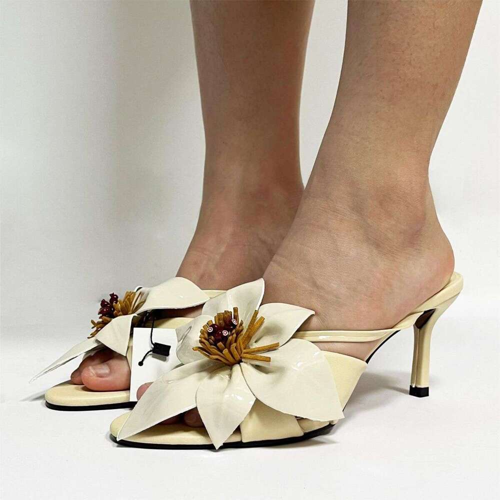 CHMURY Cherry Red wer ral Heeled Sandals Mules Slipper High Heels Shoes for Women 2024 7cm White Summer