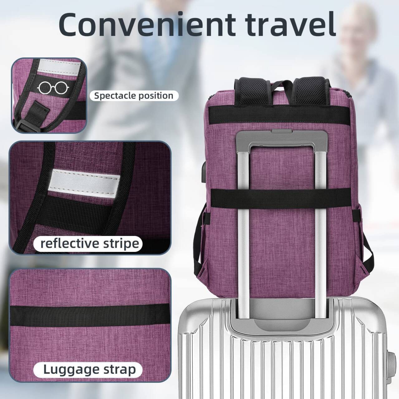Vintage Travel with usb Charging Port for Women & Men College Backpack Fits 15.6 Inch Laptop Grey