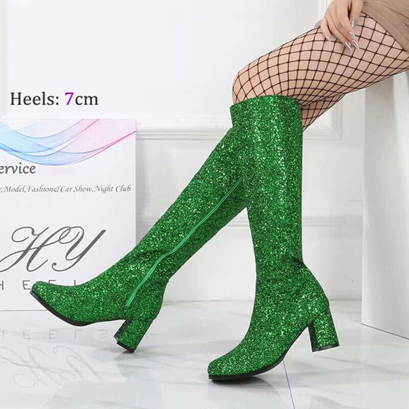 Costumes Knee-High Boots 60s 70s Go Boot Retro1960s Ladies Women's Fancy Dress G Party Dance Gothic Shoes Large Size 36-46