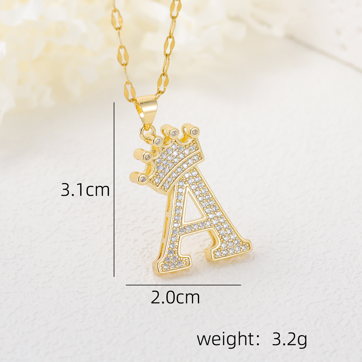 26 English letter pendant plated 18k gold trendy hip hop double crown lettering Free shipping