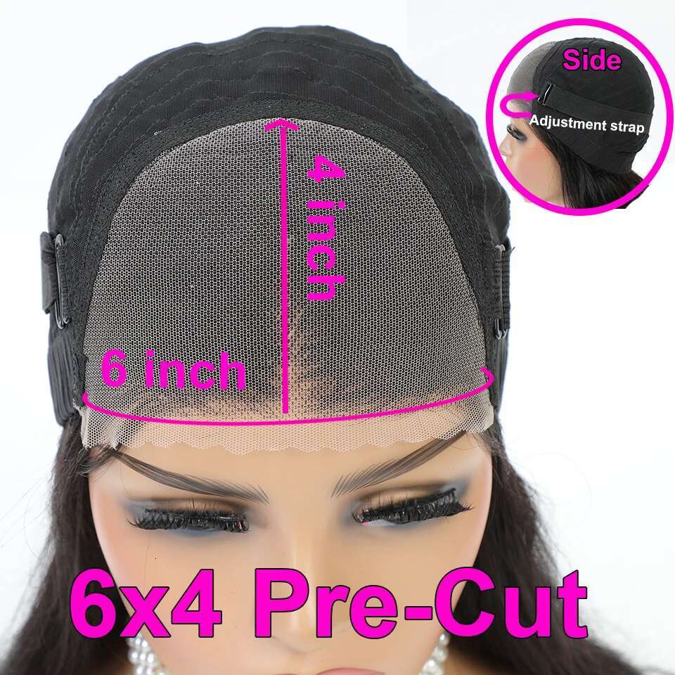 34 36 Inch Wear Go Glueless Straight 6x4 Human 5x5 Transparent Lace Closure Wig For Black Women Bg Hair