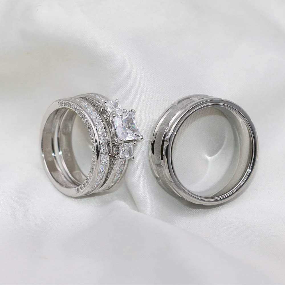 Couple Rings Women Exquisite Rhinestones Zirconia Rings Set Simple Stainless Steel Men Ring 2022 Fashion Jewelry For Lover GiftsX240921
