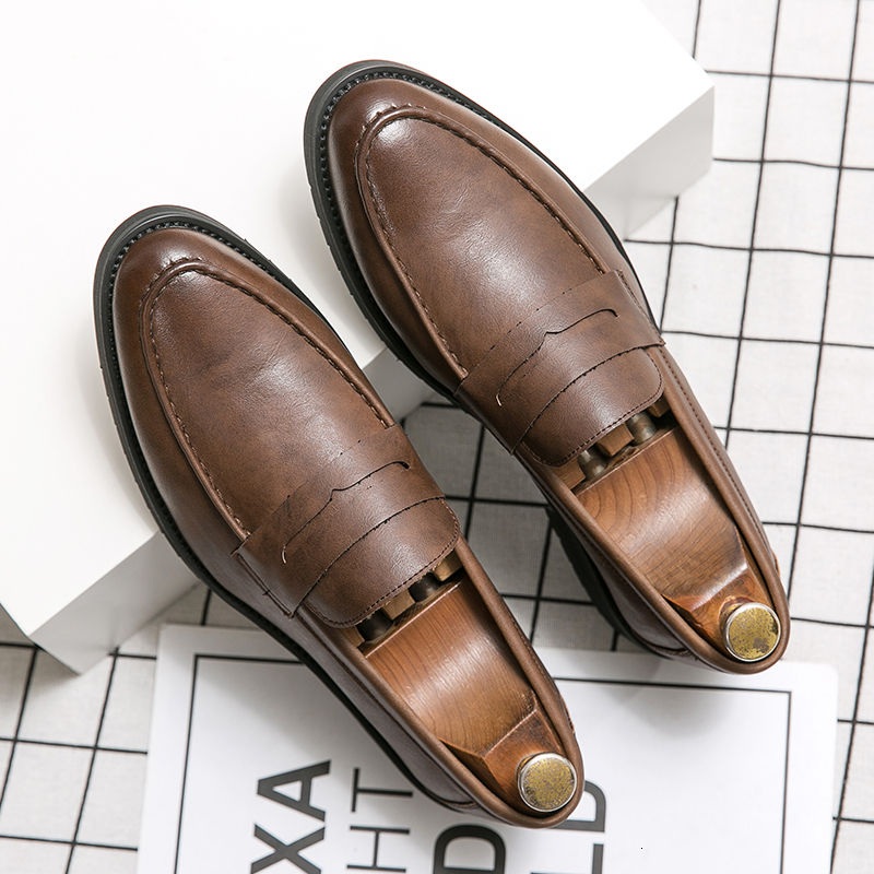 2024 Spring Autumn Hot Selg Loafers Brown Elegant Business Casual Anti Slip Formal Leather Shoes For Men's