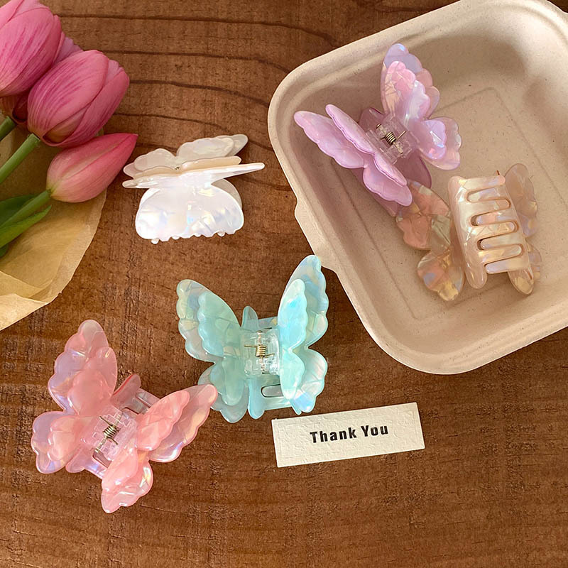 Gradient butterfly grab clip female 2024 new popular hair shark clip half tie hair accessory Free shipping