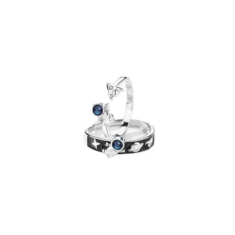 Astronaut couple ring a pair of trendy personality open rings birthday gifts astronauts simple romantic pair ringsX240921