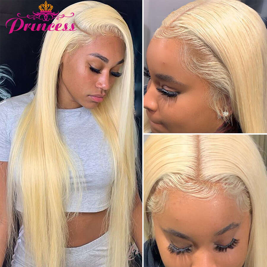 Princess 613 HD Frontal 13x4Transparent Blonde Lace Front Wig Pre Plucked Brazilian Straight Human Hair Wigs