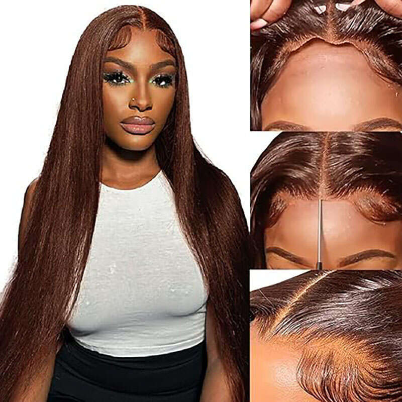 IPRO And Go #4 Chocolate Brown Lace Front Bone Straight Human Hair Pre Plucked Glueless Wigs Ready To Wear