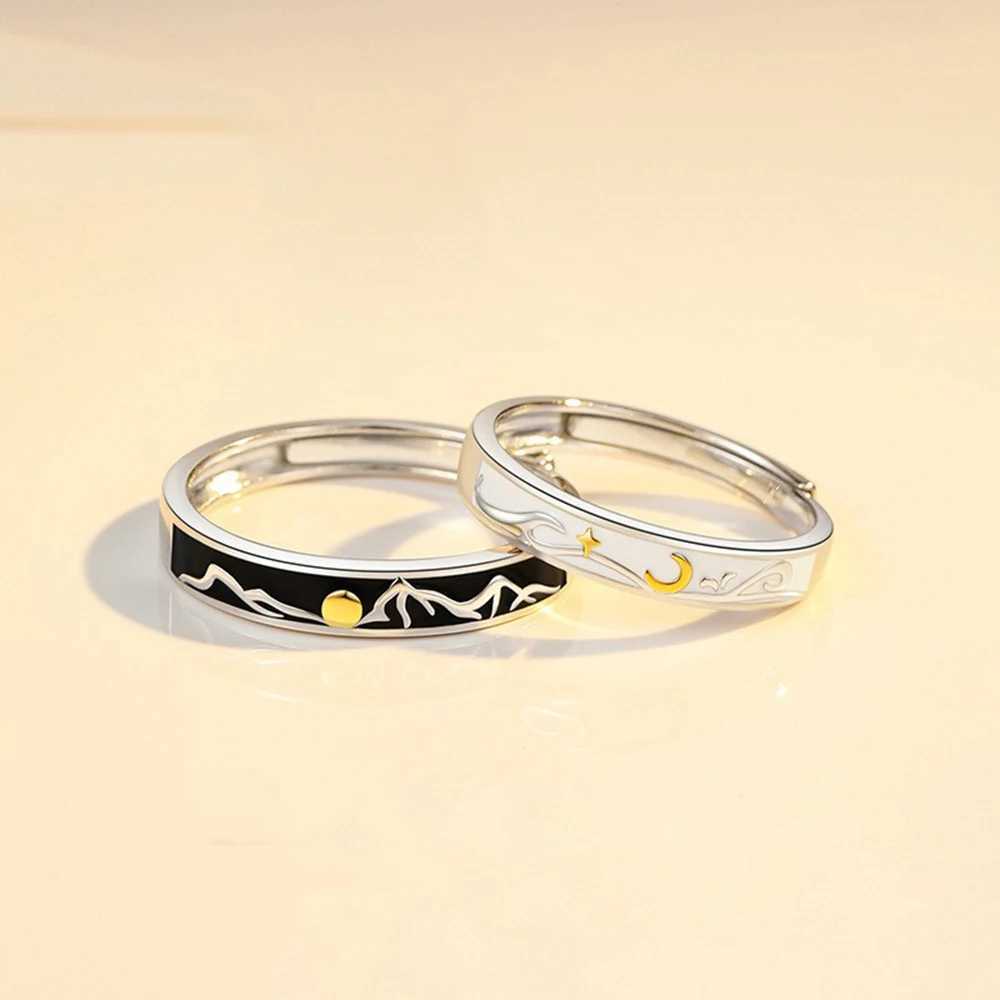Fashion Sun and Moon Couple Ring Open Adjustable Ring For Woman Men Lover Anniversary Gifts JewelryX240921