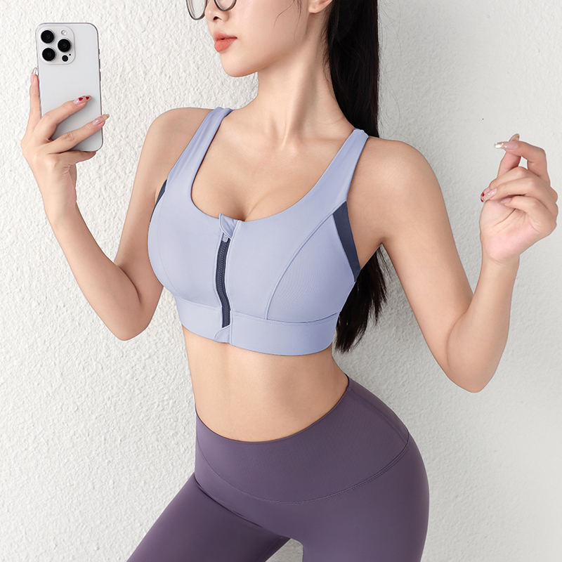 New Design Summer One-Piece High-Strength Shock-Proof Underwear Vested Front Zipper Y Sports Bra