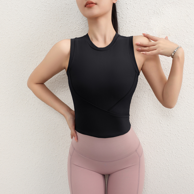 2024 New Style Sports Underwear Women's Shockproof Gathering Fiess Running Breathable Quick Dry Sleeveless Long Vest