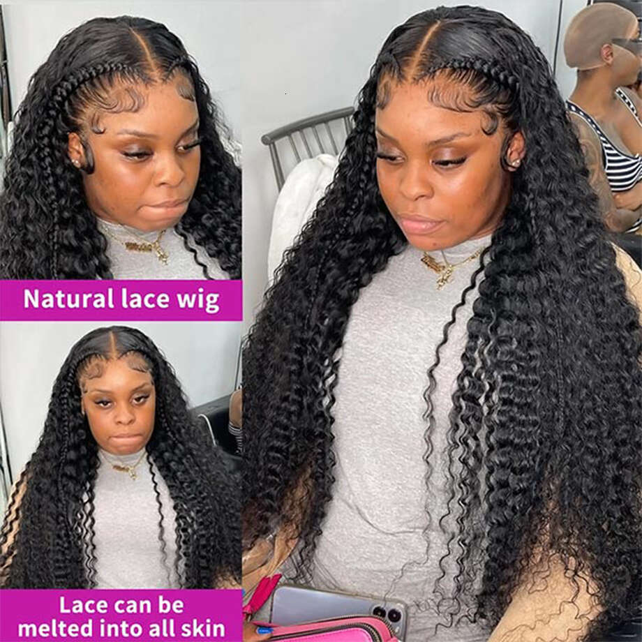 Deep Wave HD Frontal Natural Human Hair Wig 13x4 13x6 Brazilian Water Wavy Curly Glueless Transparent 6X4 Lace Closure Wigs