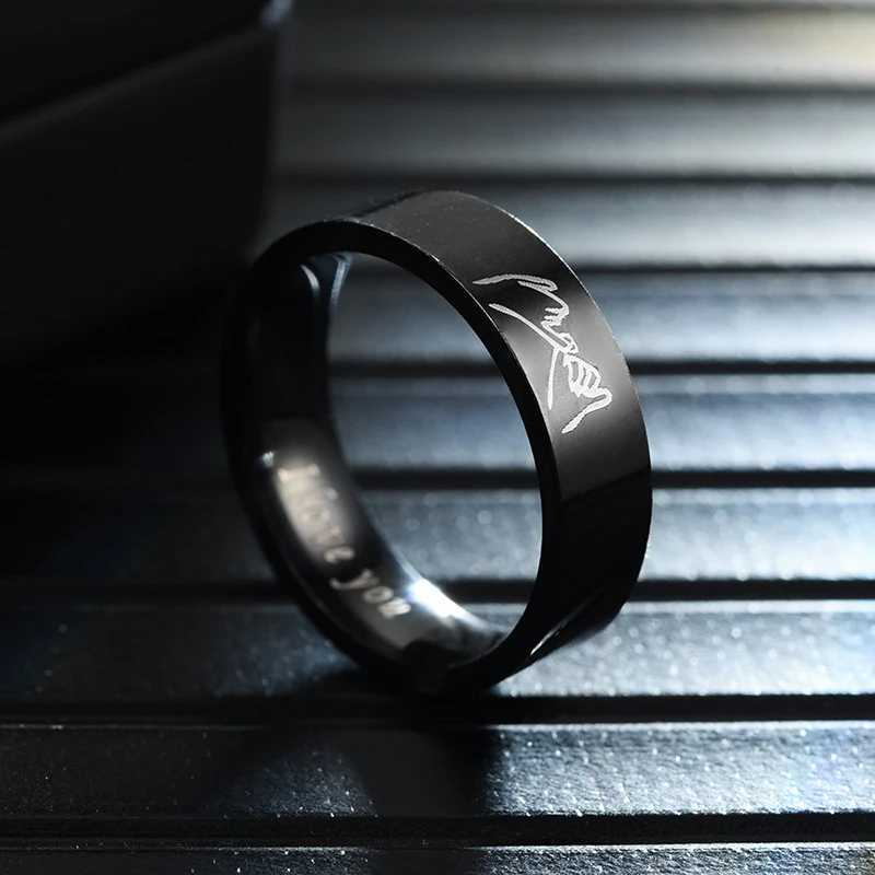 Fashion Titanium Steel Couple Rings With Letters I LOVE YOU Inside Jewelry Gifts For Love Couples Black And White Two StylesX240921