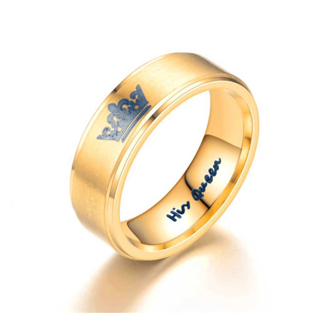 Stylish Couple Stainless Steel Ring Her king His Queen Crown Icon King Queen Couple Titanium Steel Ring DurableX240921