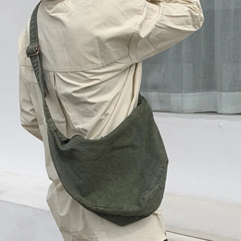 Retro Canvas Crossbody Dumpling Bags Casual Women Korean Simple Versatile Shoulder Bag Fashion Bolsas Female 240918