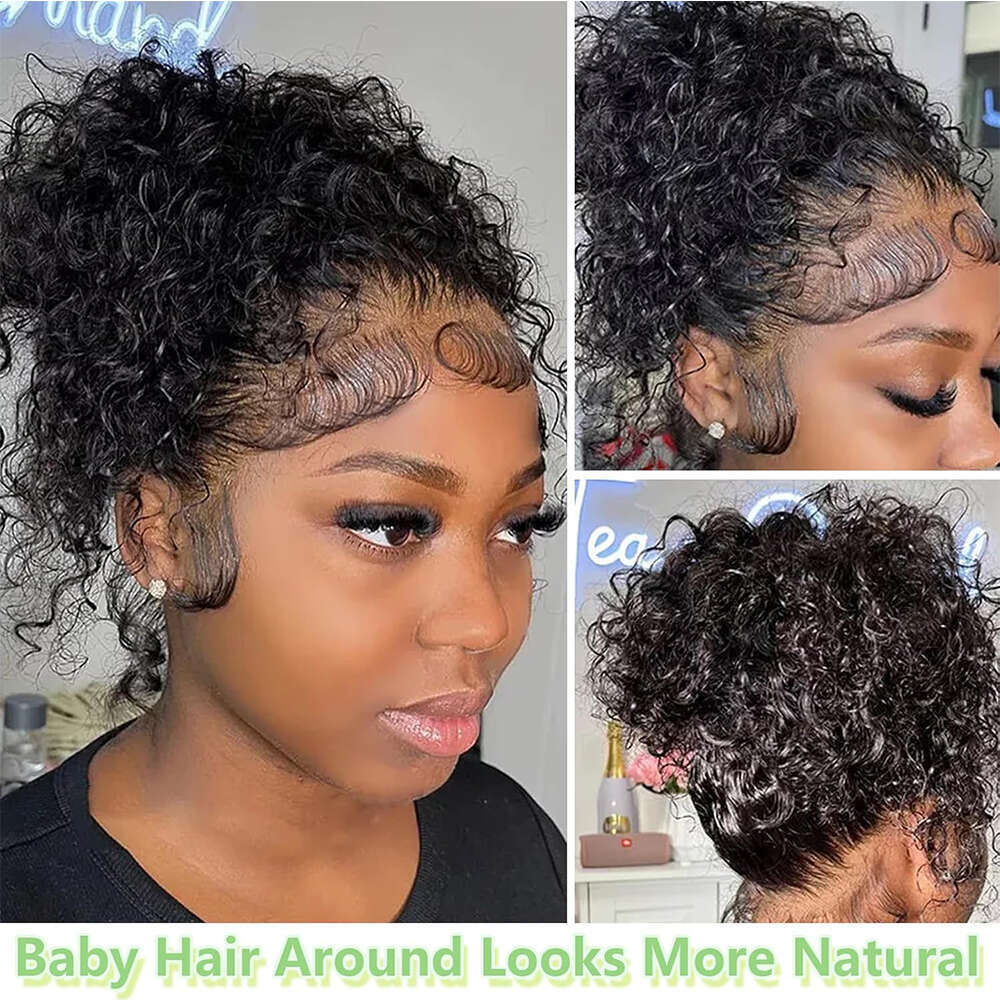 250 Density 360 Full Pre Plucked Deep Front Human Hair Curly HD Transparent Lace frontal Wig