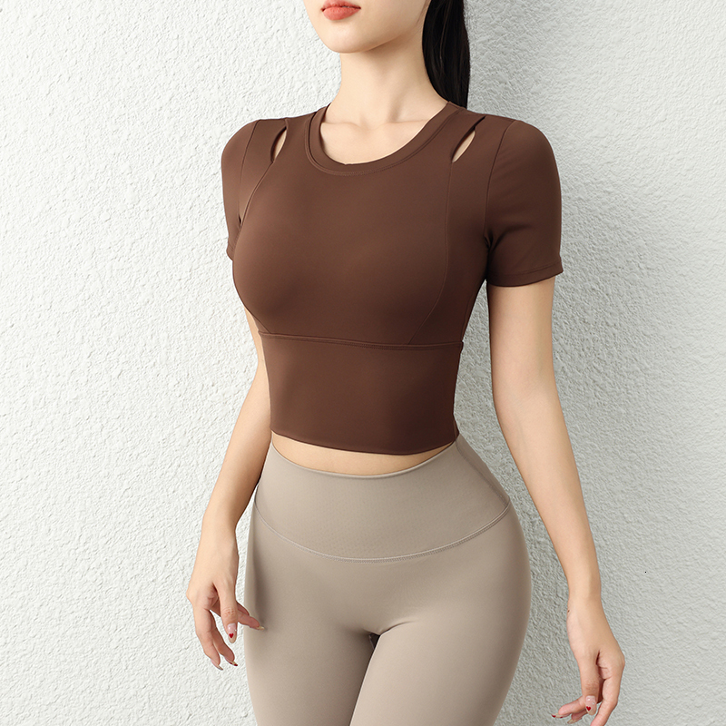 Women's Clothes Short Sleeve Crop Top Sports Fiess Yoga Shirts Gym Running Shirt Summer Workout Sportswear