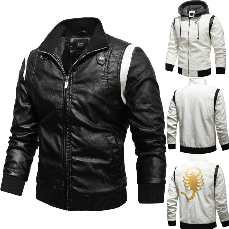 2023 Autumn Winter Men's Jacket High Quality Korea Fashion Youth Hooded Leather Coats EUR Size 3Xl Blouson Homme Hiver