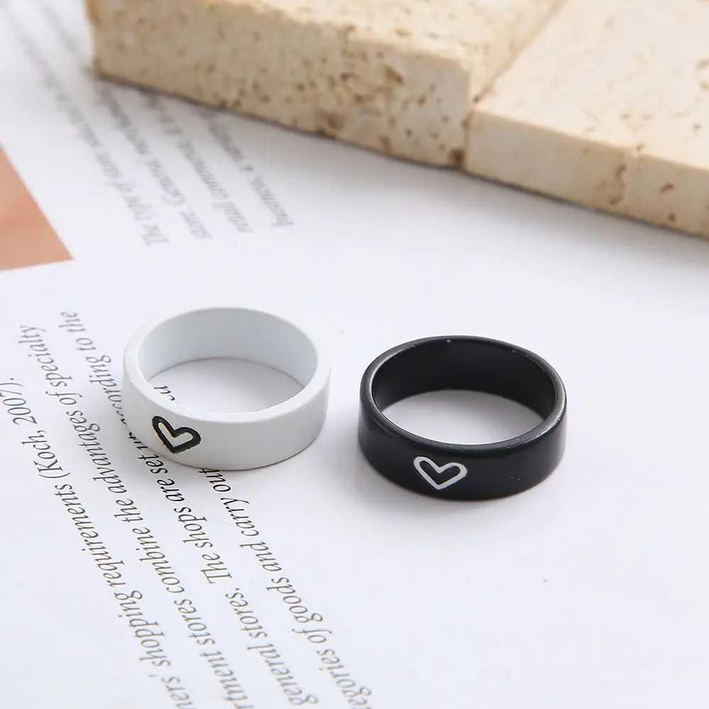 2pcs Of Rings Simple Couple Ring Male And Female Ring Combination Inswind Network Celebrity Love Valentines Day GiftX240921
