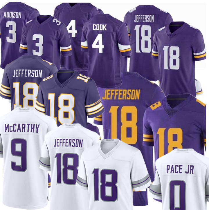 Justin Jefferson J.J. McCarthy Donovan Jackson Jonathan Allen Harrison Phillips Javon Hargrave Jonathan Greenard Byron Murphy Jr. Custom Viking Football Jerseys