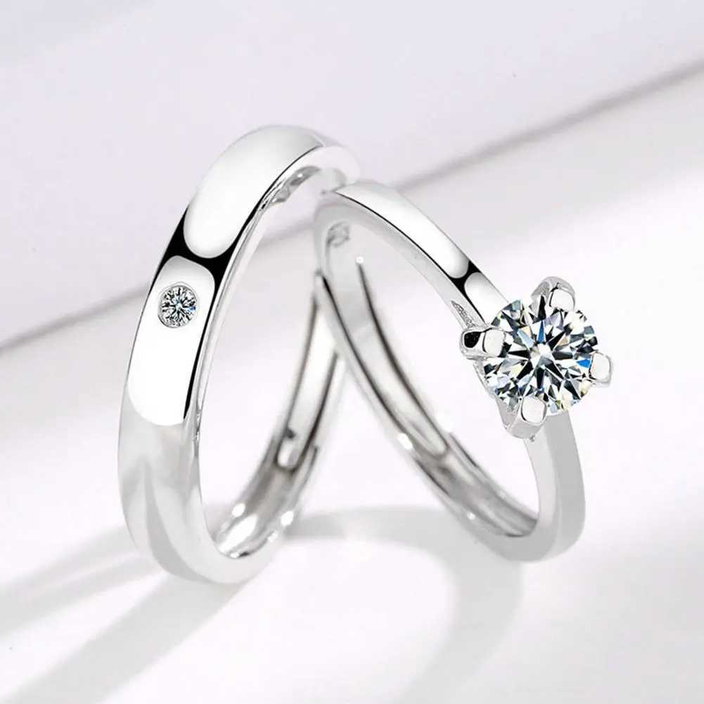 New Simple Couple Rings Silver Color Sun Moon Adjustable Open Ring For Women Men Wedding Fashion Jewelry GiftsX240921