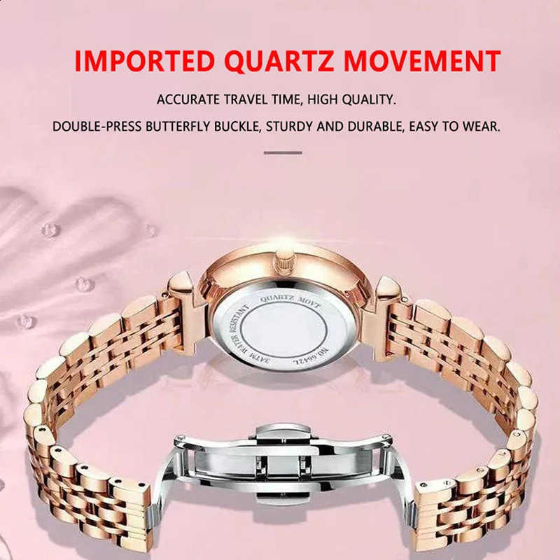 POEDAGAR Diamond Bracelet Womens Watch Elegant Rose Gold Top Waterproof Quartz y Steel Belt Calendar 240911