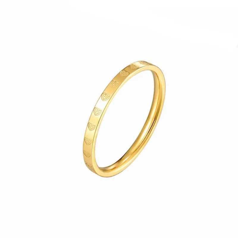 Meetvii Simple Love K-gold Color Titanium Steel Rings for Women Men Thin 2.2mm Width Couple Rings Unique JewelryX240921
