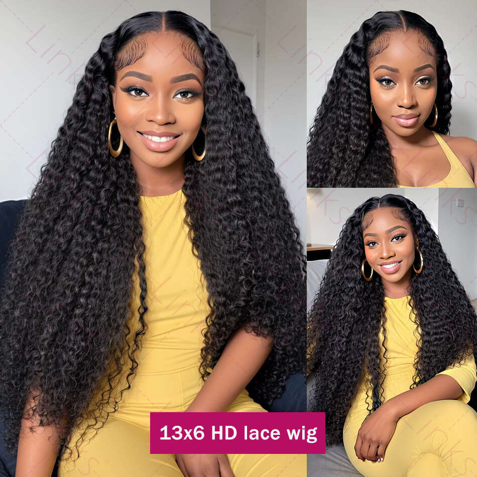 Brazilian Loose Deep Wave HD Transparent 13x4 Front Human Hair Wigs For Women Remy 13x6 Curly Lace Frontal Wig Pre Plucked