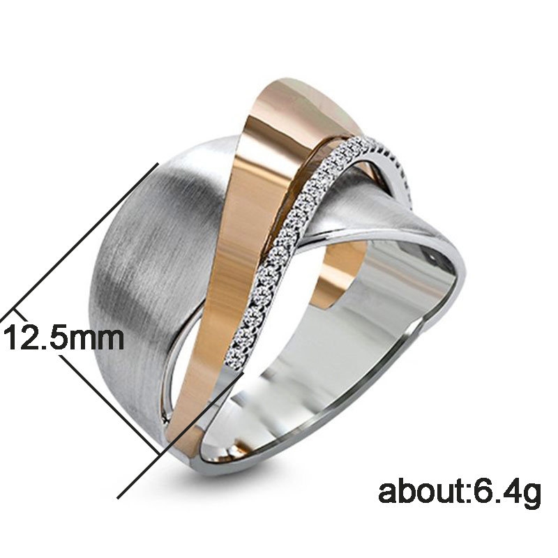 Amazon Europe and the United States hot selling simple micro-inset rose gold two-color bow cross zircon ring jewelry