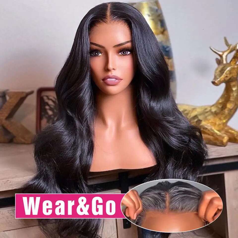 Glueless Ready To Wear Body Wave Lace Front Human Hair Pre Cut HD Transparent 4x4 Closure Wig