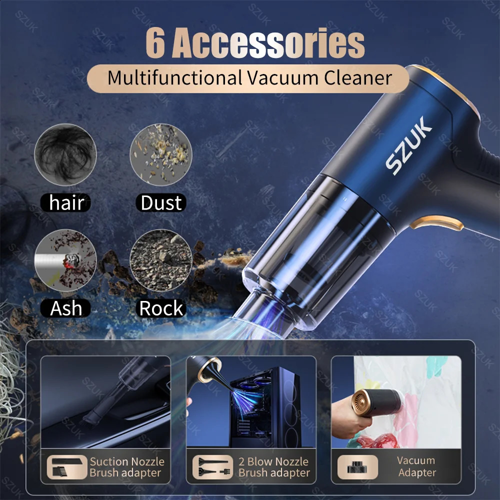 SZUK 98000PA car vacuum cleaner mini electric cleaner powerful suction handheld car wireless portable household appliances 240913