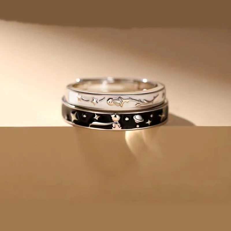 Romantic Little Prince Rose Flower Lovers Rings Unisex Creative Adjustable Open Couples Ring Girlfriends Valentines Day GiftsX240921