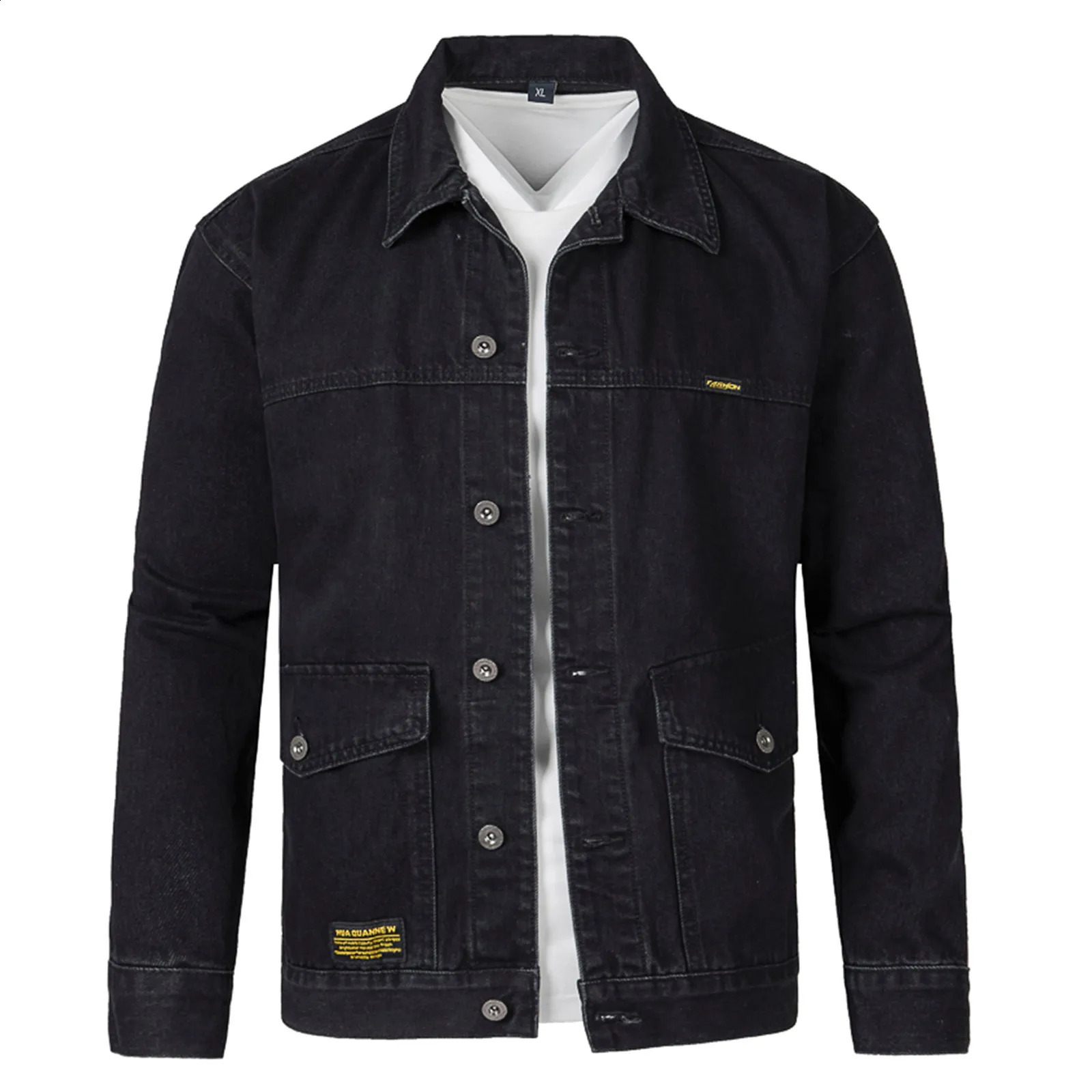 Mens denim jacket ultrathin suitable for inner pocket mens casual hiphop loose single chest open top 240921