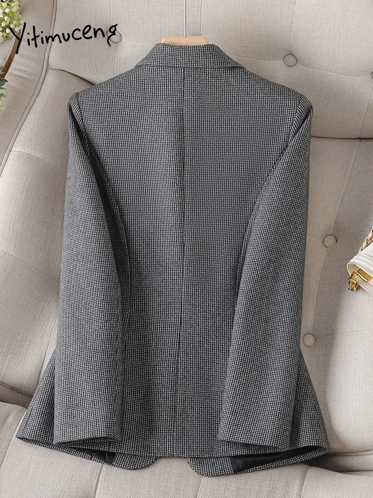 Yitimuceng Fashion Blazer Women Korean Long Sleeve Single Button Slim Jackets Office Ladies Elegant Casual Y2k Coats 240918