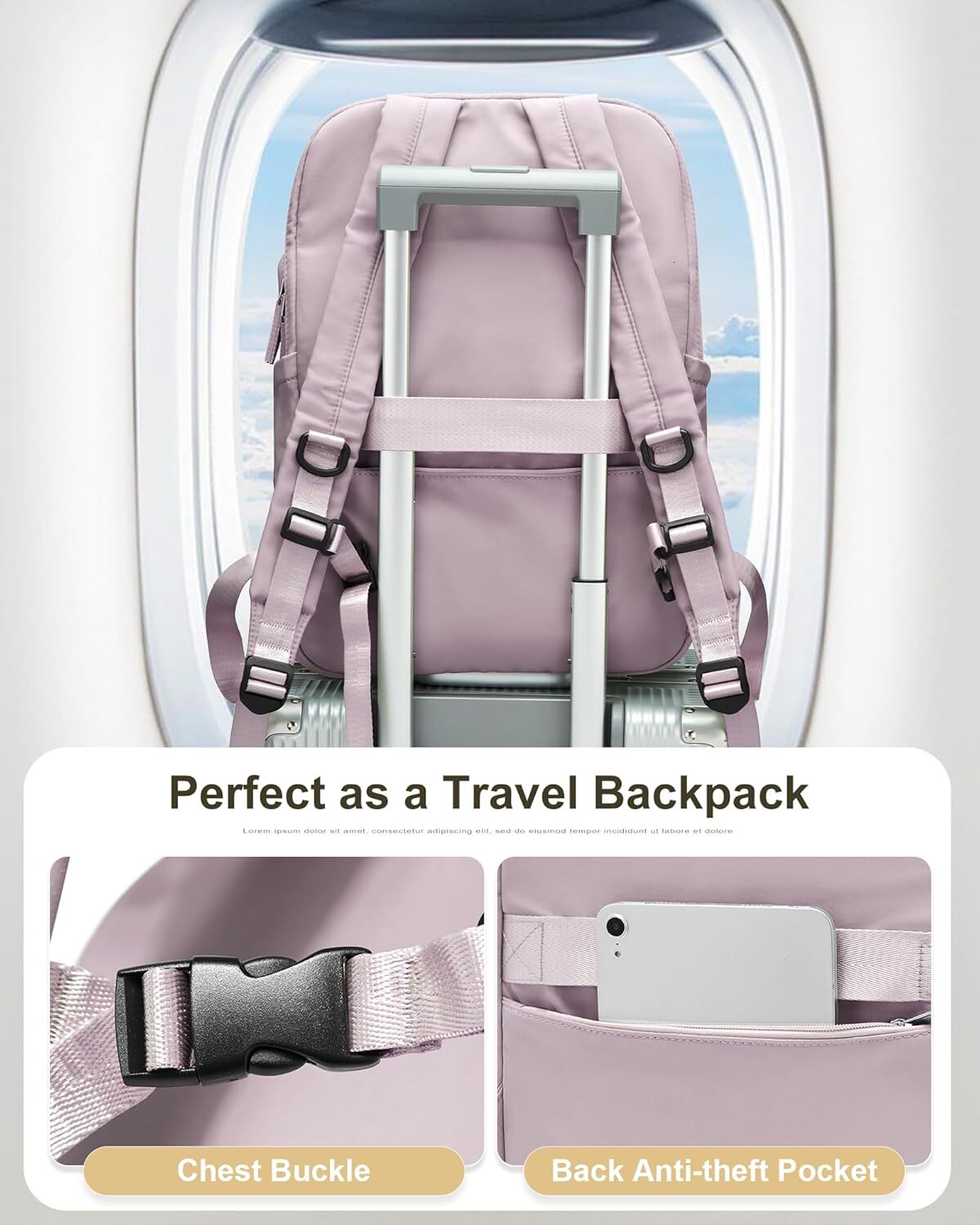 Laptop Women Gym Casual Daypack Backpac Travel Traveg on Airplane Work for Men Lightweight Computer College Teacher Backpack