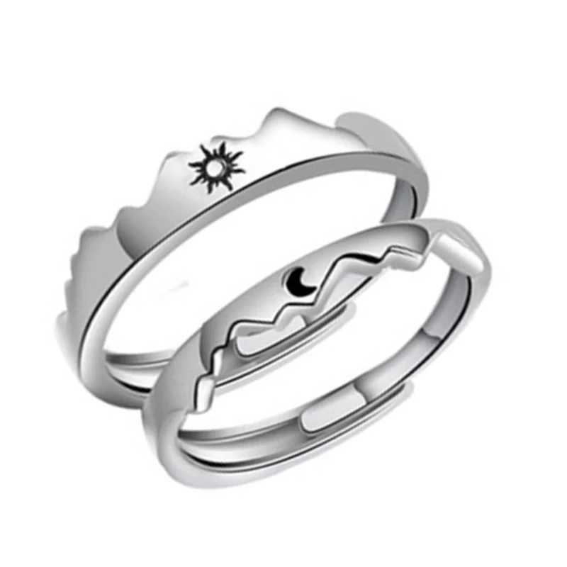 Sun Moon Couple Rings Open Adjustable Ring Eachother Lover Couple Rings Wedding Jewlery Ring Friends Gift Fit for Most Women MenX240921
