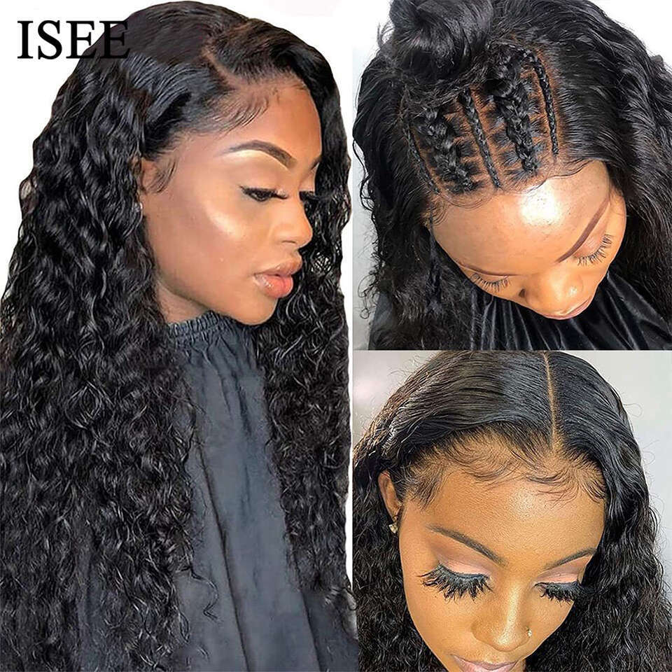 ISEE Wear Wig Brazilian Deep Wave Bleached Knots 13x4 Lace 6x4 HD Glueless Pre Plucked Human Wigs Ready To Go