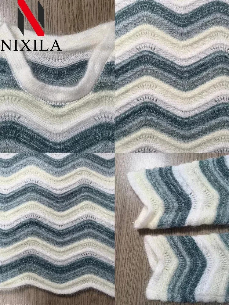 Spring Autumn Womens Pullover Sweet Rainbow Bar Sweater Women Elegant Loose Knit Long Sleeve Tops Korean Fashion Lady Clothes 240912