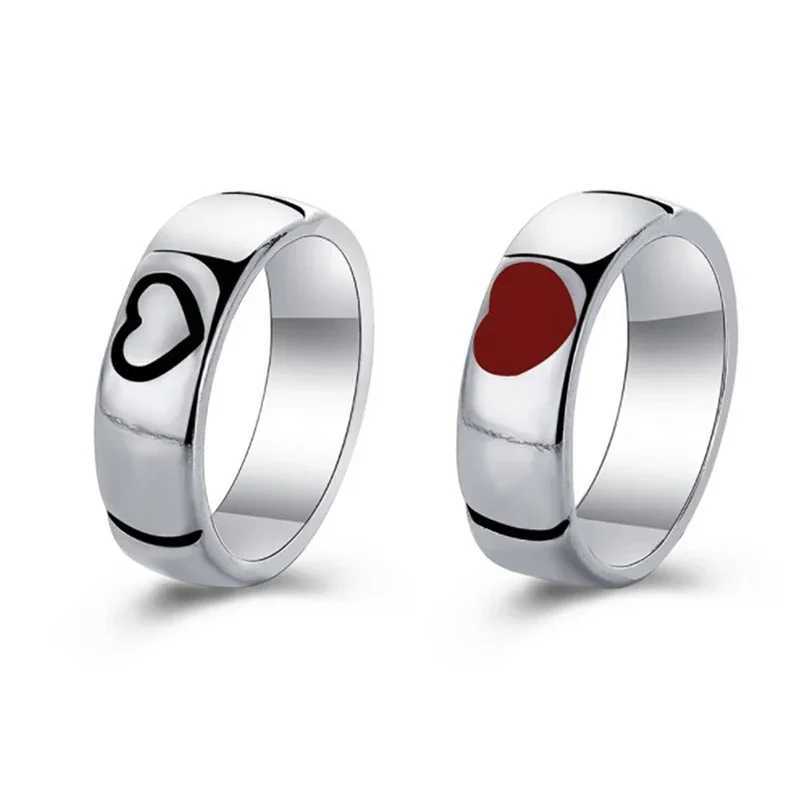 1/2Pcs Love Heart Matching Anniversary Couples Stuff Rings Ins Net Red for Women Men Valentines Day Aesthetic Jewelry Gift SetX240921
