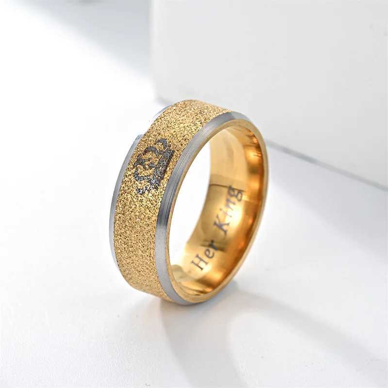 New Simple and Fashionable Pair Ring Her King His Queen Titanium Steel Couple RingX240921