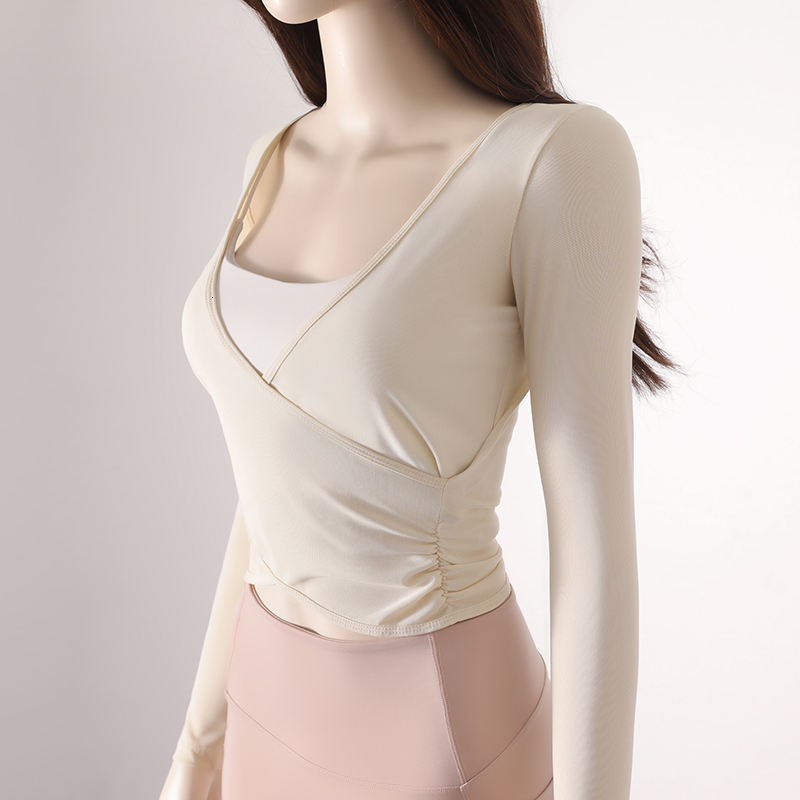 Sexy Yoga Sports Crop Tops Long Sleeve Gym Running Top Women Fiess Workout Shirts