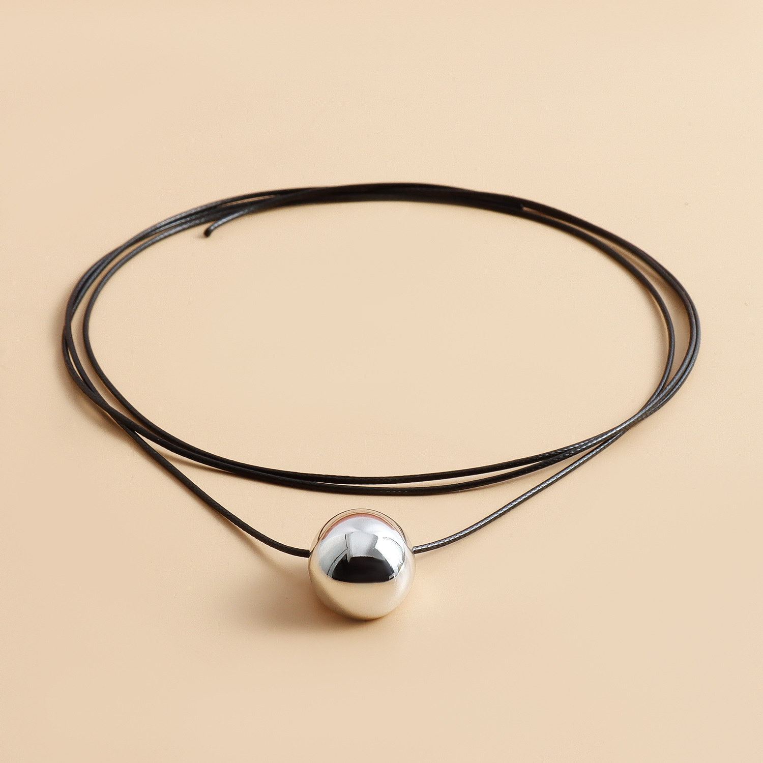 Stylish Geometrical Egg Pattern Choker - Women's Versatile Adjustable Wax Thread Necklace Stainless Steel Pendant Y2K Accessories Jewelry Dropshi