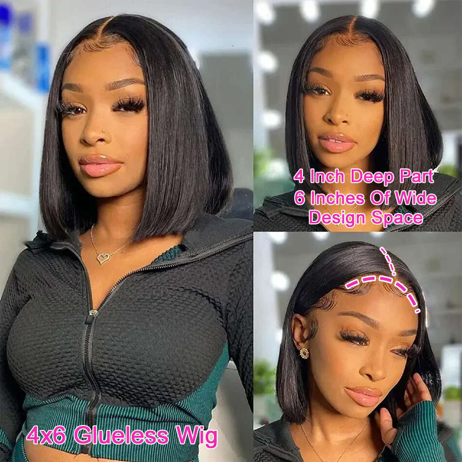 13x4 Bone Straight Short Bob Front Wigs Pre Plucked 13x6 Lace Frontal Human Hair Brazilian Remy 4x6 Closure Wig For Women