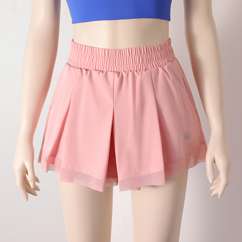 Women Tennis Skorts Sport Athletic Yoga Skirt Solid Color Anti Exposure Fiess High Waist Shorts Female Sportswear