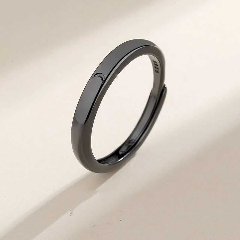 Fashion Simple Couple Ring Silver Plated Sun Moon Adjustable Open Ring Jewelry For Women Men Wedding Anniversary GiftsX240921