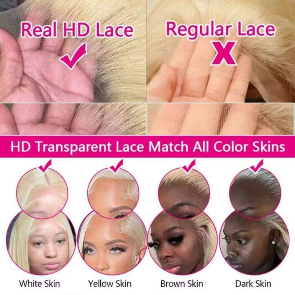613 Honey Blonde Straight Hd Frontal Wig 200 Density Brazilian Colored 13x4 Lace Front Human Hair Wigs For Women