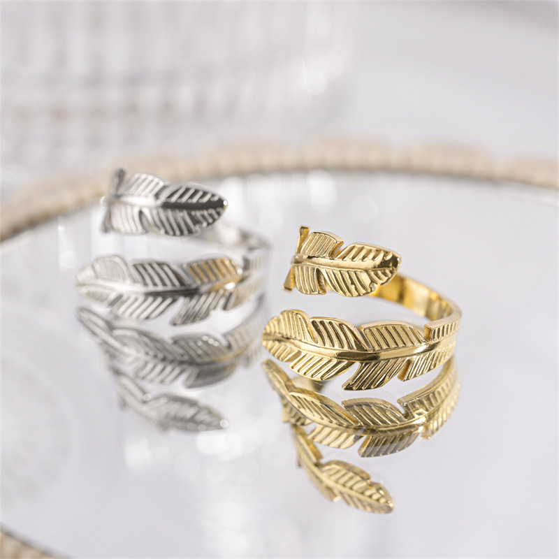 designer ring European and American Fashion Feather Ring Open Titanium Steel Ring Angel Wings Hip Hop Style Stainless Steel Ring Jewelry